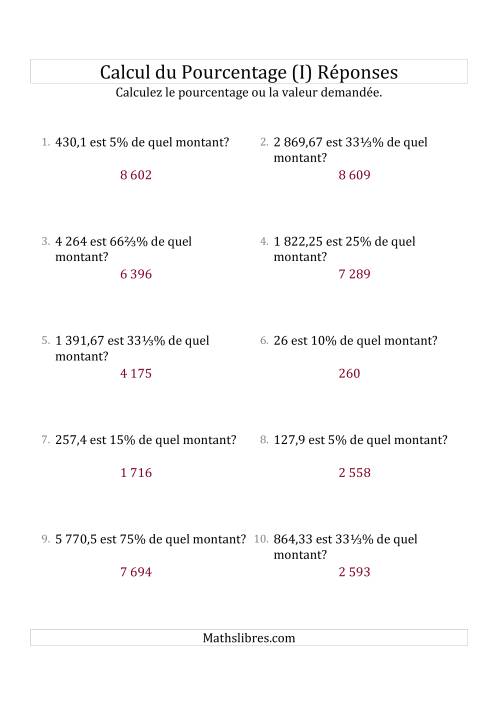 Calcul du Montant Original des Nombres Décimaux et la Sélection de Pourcentages (I) page 2