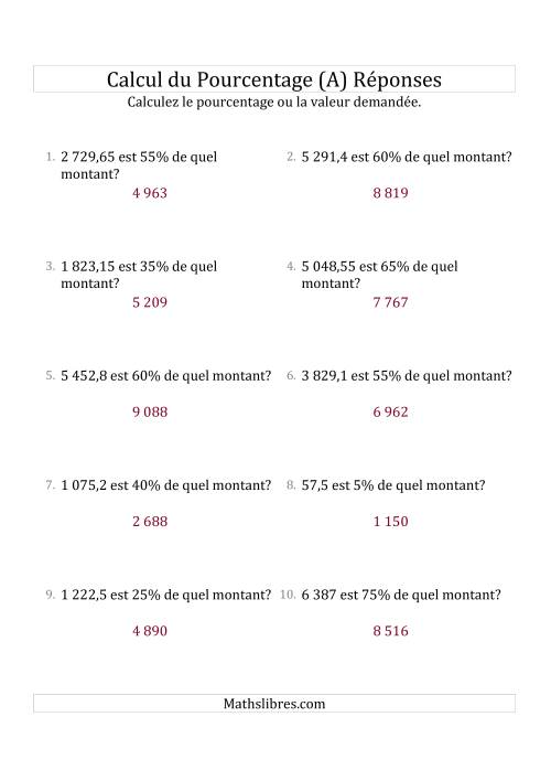 Calcul du Montant Original des Nombres Décimaux et des Pourcentages Multiples de 5 (Tout) page 2