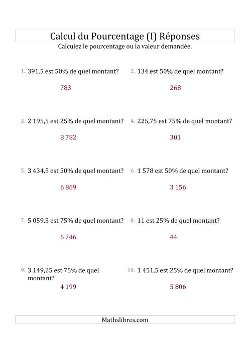 Calcul du Montant Original des Nombres Décimaux et des Pourcentages Multiples de 25 (I) page 2