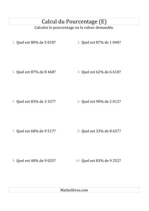 Calcul de la Valeur en Pourcentage des Nombres Décimaux et des Pourcentages Variant de 1 à 99 (E)