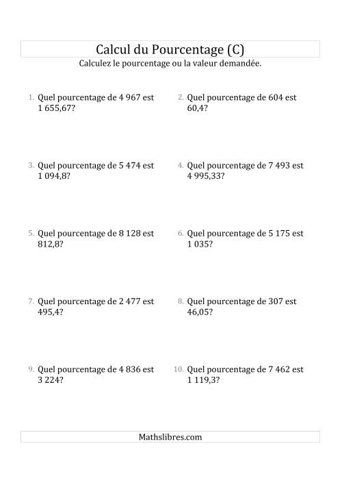 Calcul du Taux de Pourcentage des Nombres Décimaux et la Sélection de Pourcentages (C)