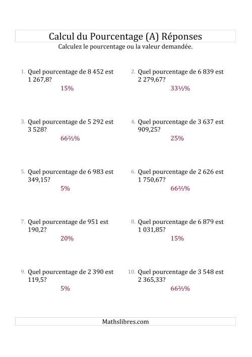 Calcul du Taux de Pourcentage des Nombres Décimaux et la Sélection de Pourcentages (Tout) page 2