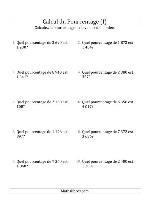 Calcul du Taux de Pourcentage des Nombres Entiers et la Sélection de Pourcentages (I)