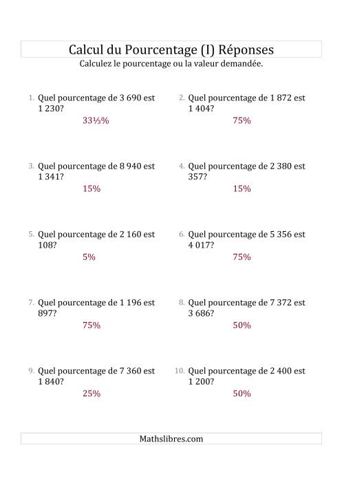 Calcul du Taux de Pourcentage des Nombres Entiers et la Sélection de Pourcentages (I) page 2