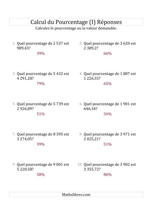Calcul du Taux de Pourcentage des Nombres Décimaux et des Pourcentages Variant de 1 à 99 (I) page 2