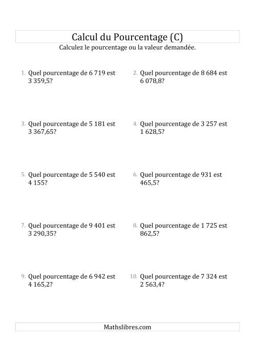 Calcul du Taux de Pourcentage des Nombres Décimaux et des Pourcentages Multiples de 5 (C)