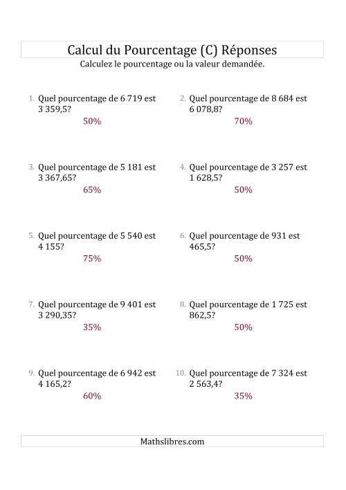 Calcul du Taux de Pourcentage des Nombres Décimaux et des Pourcentages Multiples de 5 (C) page 2