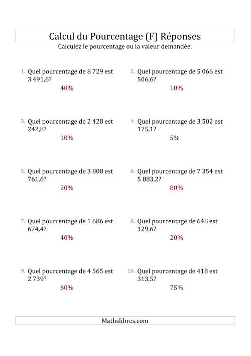 Calcul du Taux de Pourcentage des Nombres Décimaux et des Pourcentages Multiples de 5 (F) page 2