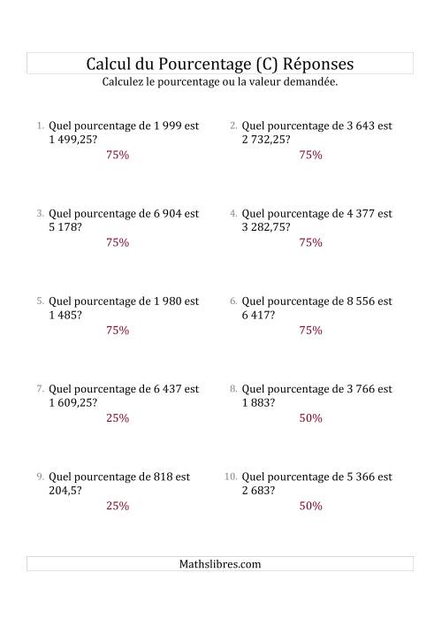 Calcul du Taux de en Pourcentage des Nombres Décimaux et des Pourcentages Multiples de 25 (C) page 2