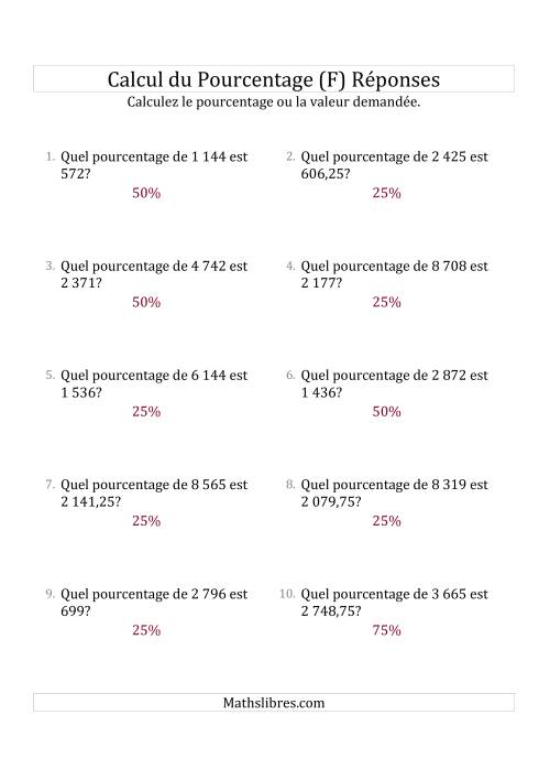Calcul du Taux de en Pourcentage des Nombres Décimaux et des Pourcentages Multiples de 25 (F) page 2