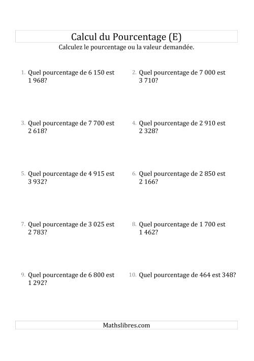 Calcul du Taux de Pourcentage des Nombres Entiers et des Pourcentages Variant de 1 à 99 (E)