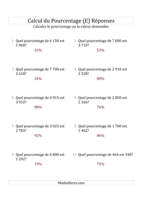 Calcul du Taux de Pourcentage des Nombres Entiers et des Pourcentages Variant de 1 à 99 (E) page 2