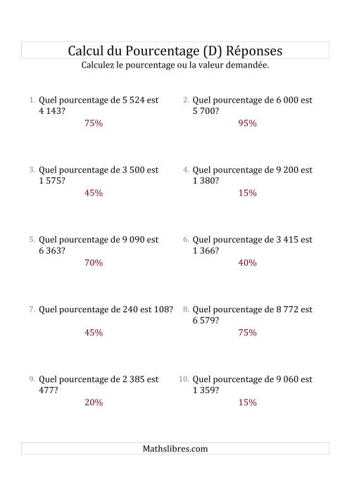 Calcul du Taux de Pourcentage des Nombres Entiers et des Pourcentages Multiples de 5 (D) page 2