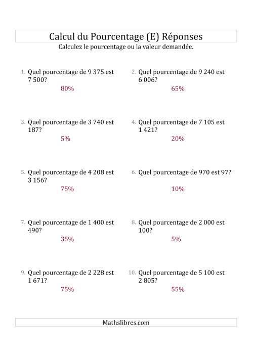 Calcul du Taux de Pourcentage des Nombres Entiers et des Pourcentages Multiples de 5 (E) page 2