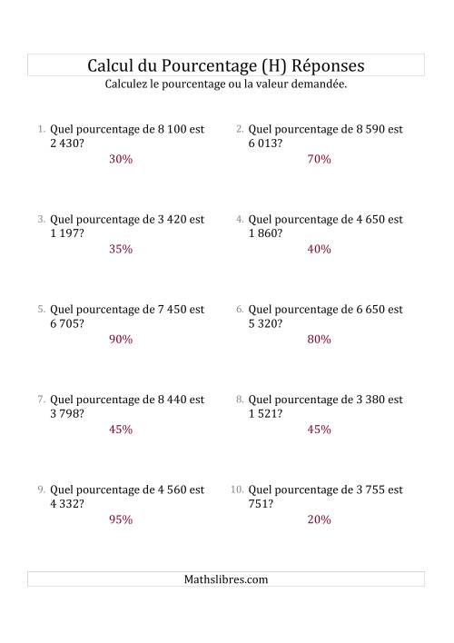 Calcul du Taux de Pourcentage des Nombres Entiers et des Pourcentages Multiples de 5 (H) page 2