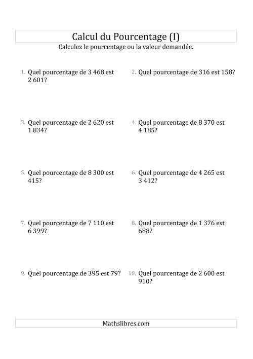 Calcul du Taux de Pourcentage des Nombres Entiers et des Pourcentages Multiples de 5 (I)