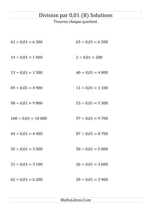Division de nombres entiers par 0,01 (B) page 2