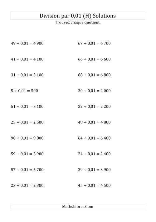 Division de nombres entiers par 0,01 (H) page 2