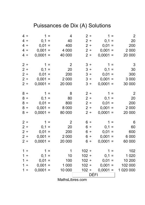 Nombres un-chiffre divisés par puissances négatives de dix (Tout) page 2