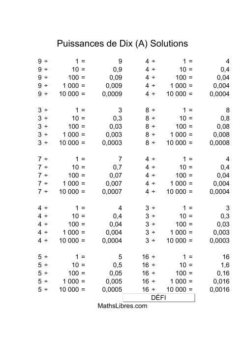 Nombres un-chiffre divisés par puissances positives de dix (Tout) page 2