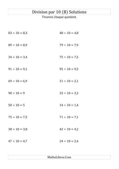 Division de nombres entiers par 10 (B) page 2