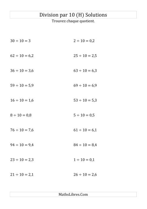 Division de nombres entiers par 10 (H) page 2