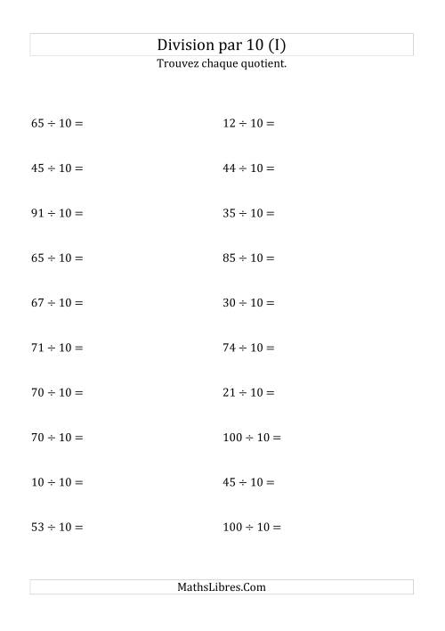 Division de nombres entiers par 10 (I)