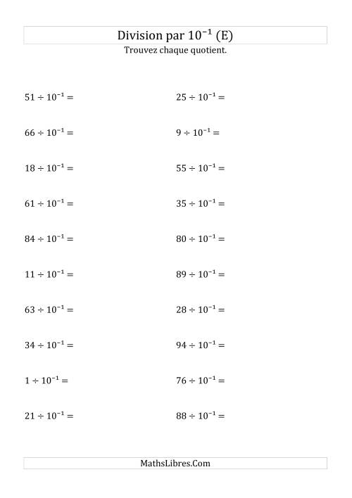 Division de nombres entiers par 10⁻¹ (E)