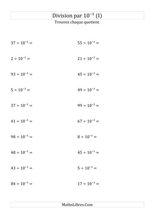 Division de nombres entiers par 10⁻¹ (I)