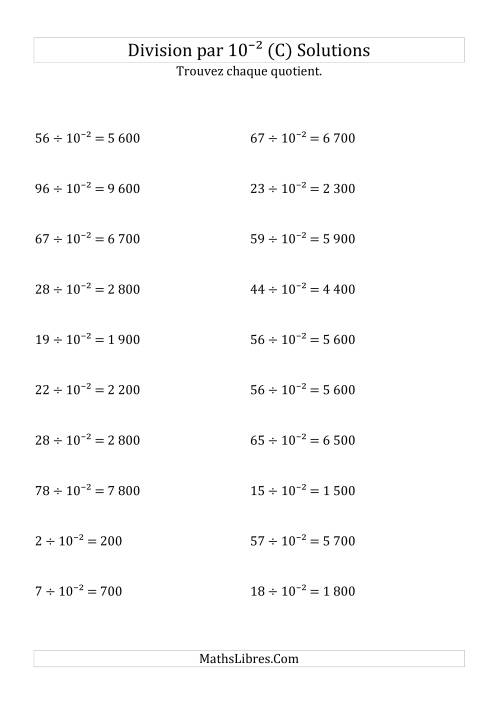 Division de nombres entiers par 10⁻² (C) page 2