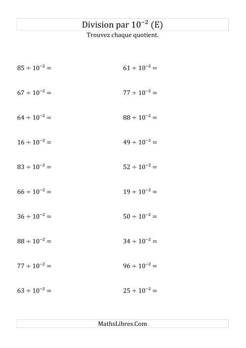 Division de nombres entiers par 10⁻² (E)