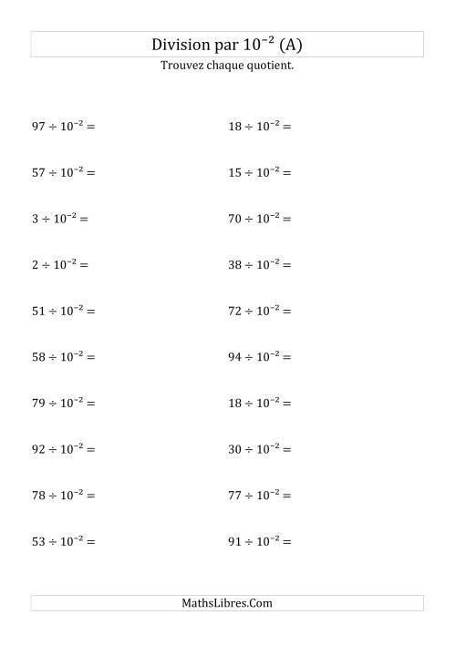 Division de nombres entiers par 10⁻² (Tout)