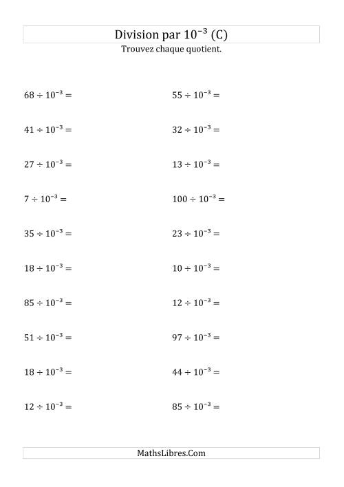 Division de nombres entiers par 10⁻³ (C)