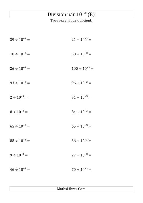Division de nombres entiers par 10⁻³ (E)