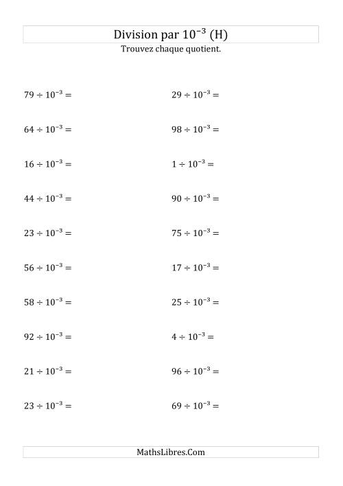 Division de nombres entiers par 10⁻³ (H)
