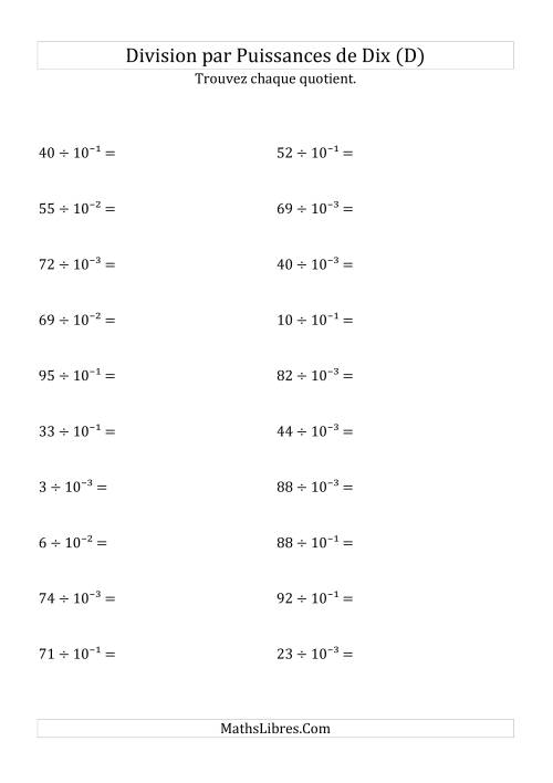 Division de nombres entiers par puissances n&eeacute;gatives de dix (forme exposant) (D)