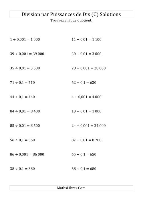 Division de nombres entiers par puissances n&eeacute;gatives de dix (forme standard) (C) page 2