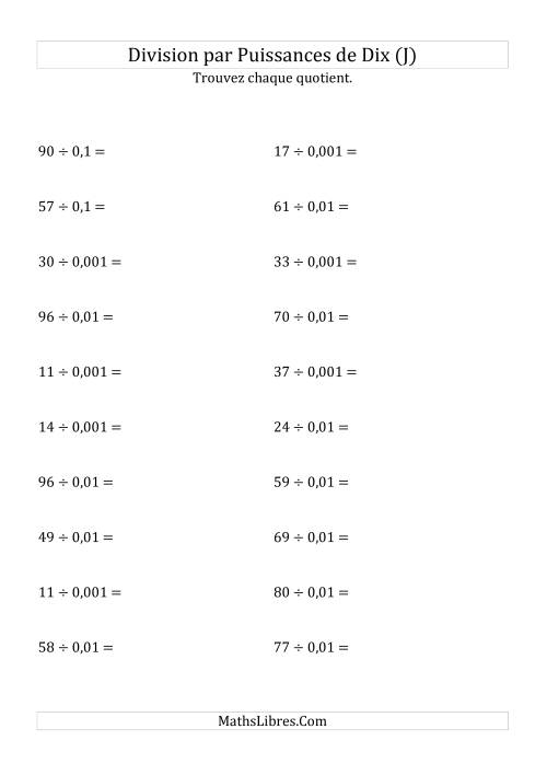 Division de nombres entiers par puissances n&eeacute;gatives de dix (forme standard) (J)