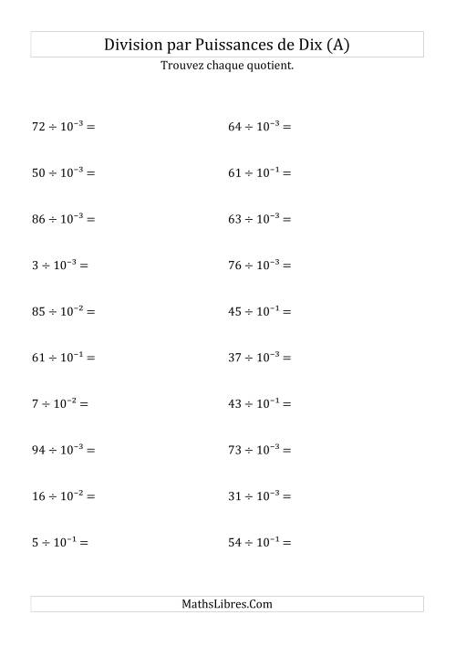 Division de nombres entiers par puissances n&eeacute;gatives de dix (forme exposant) (Tout)
