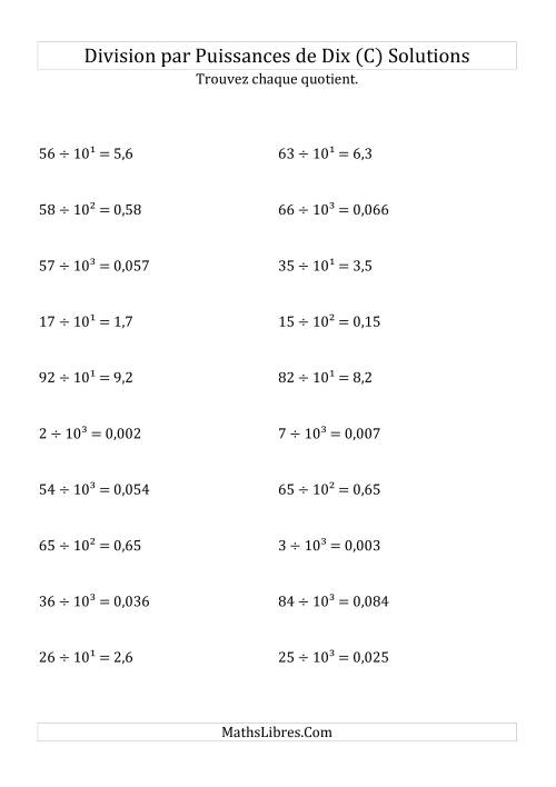 Division de nombres entiers par puissances positives de dix (forme exposant) (C) page 2