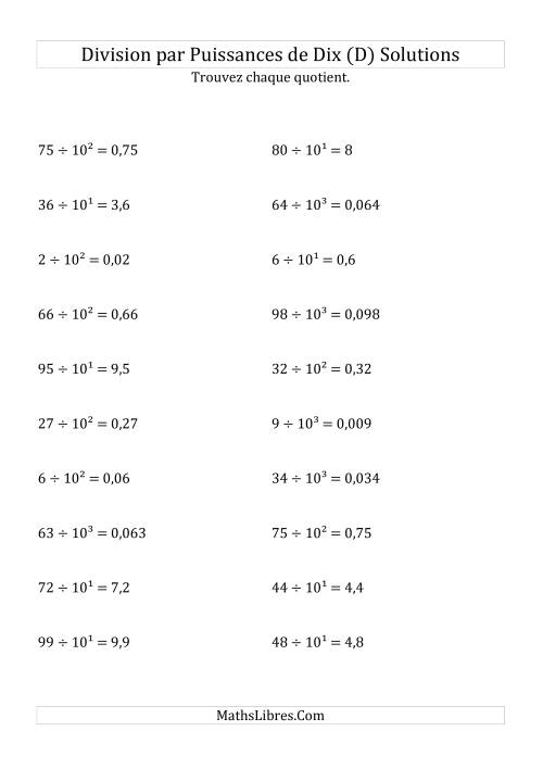 Division de nombres entiers par puissances positives de dix (forme exposant) (D) page 2