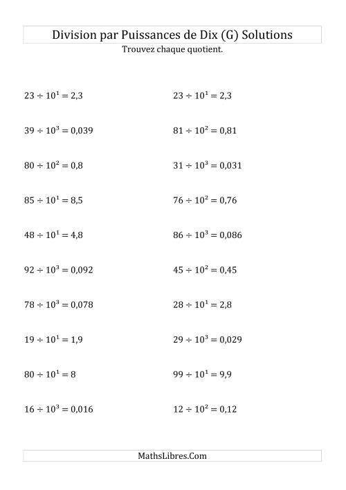 Division de nombres entiers par puissances positives de dix (forme exposant) (G) page 2