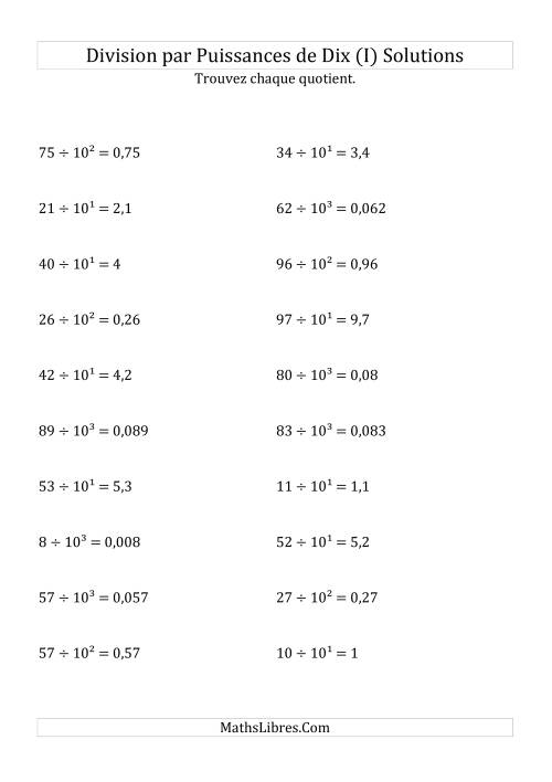 Division de nombres entiers par puissances positives de dix (forme exposant) (I) page 2