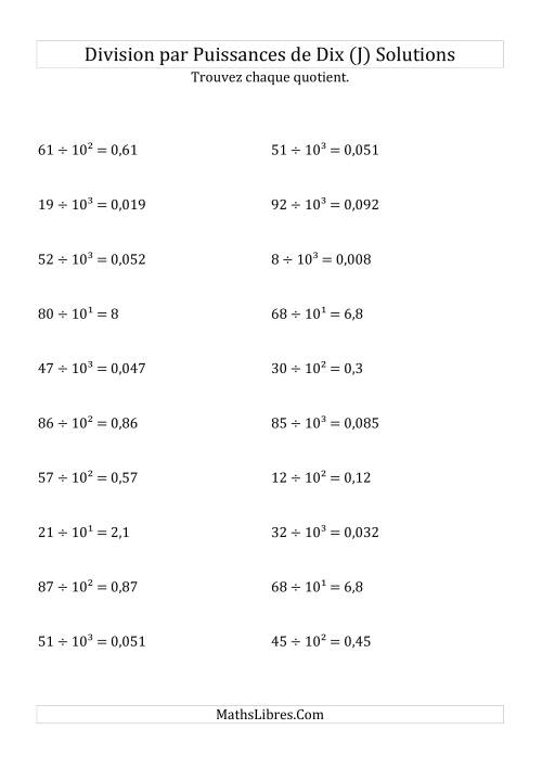 Division de nombres entiers par puissances positives de dix (forme exposant) (J) page 2