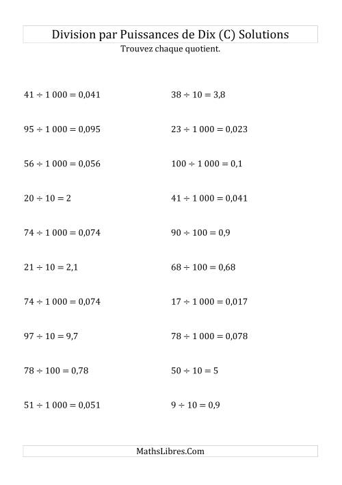 Division de nombres entiers par puissances positives de dix (forme standard) (C) page 2
