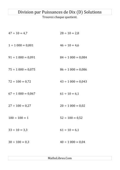 Division de nombres entiers par puissances positives de dix (forme standard) (D) page 2