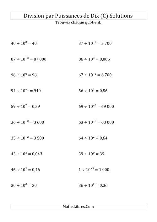 Division de nombres entiers par puissances de dix (forme exposant) (C) page 2