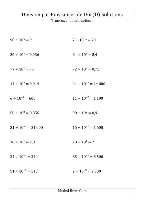 Division de nombres entiers par puissances de dix (forme exposant) (D) page 2