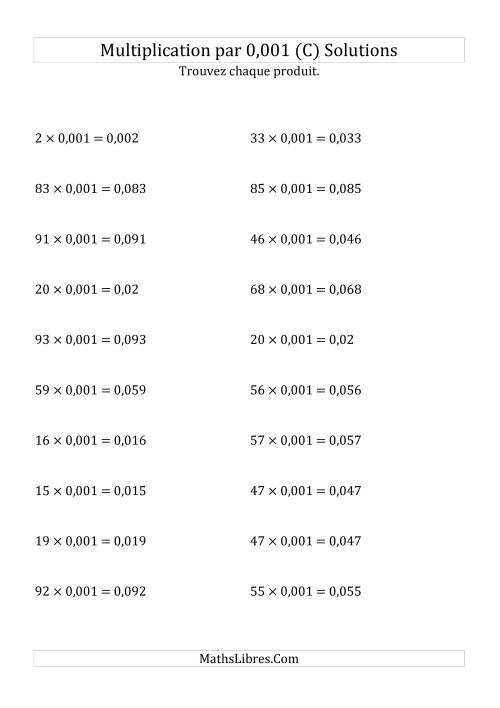 Multiplication de nombres entiers par 0,001 (C) page 2