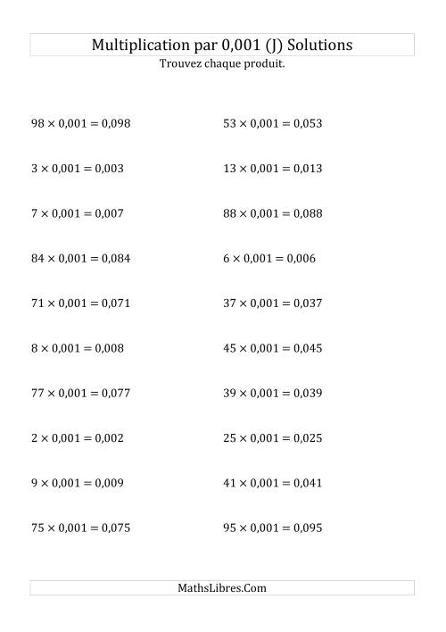 Multiplication de nombres entiers par 0,001 (J) page 2